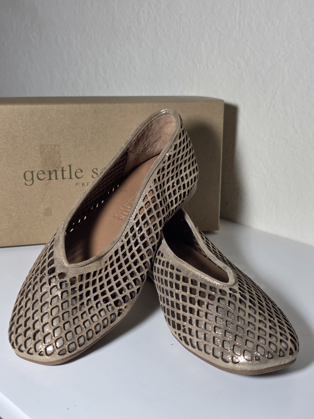 Gentle Souls Taupe Mesh Ballet Flats Willow Perf Ballet Flat Soft Size 6.5